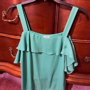 J. Crew Women's Green Ruffle Blouse